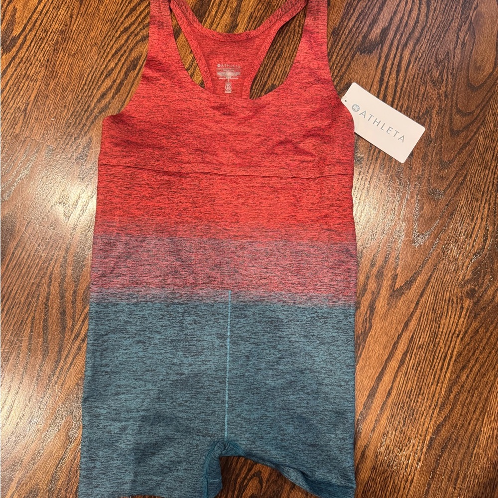 Athleta Red Heathered Relay Bodysuit